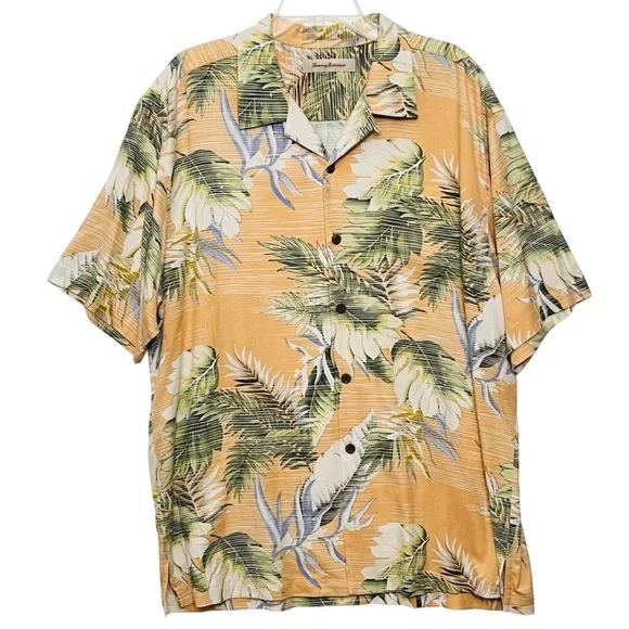 Lot of 2 Silk Hawaiian Tropical Tommy Bahama Button Down Casual Shirts Sz XL